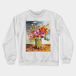 Beautiful Orange and Pink Floral Bouquet Painting Crewneck Sweatshirt